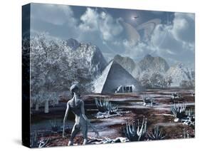 An Extraterrestrial Surveys an Ancient Structure on a Distant Alien World-Stocktrek Images-Stretched Canvas