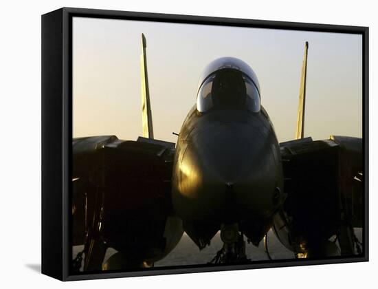 An F-14B Tomcat Sits On the Flight Deck Aboard Aircraft Carrier USS Harry S. Truman-Stocktrek Images-Framed Stretched Canvas