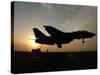 An F-14D Tomcat Makes An Arrested Landing As the Sun Sets-Stocktrek Images-Stretched Canvas