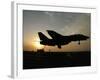 An F-14D Tomcat Makes An Arrested Landing As the Sun Sets-Stocktrek Images-Framed Photographic Print