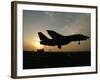 An F-14D Tomcat Makes An Arrested Landing As the Sun Sets-Stocktrek Images-Framed Photographic Print