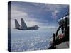 An F-15 Eagle Pilot Flies in Formation with His Wingman-Stocktrek Images-Stretched Canvas