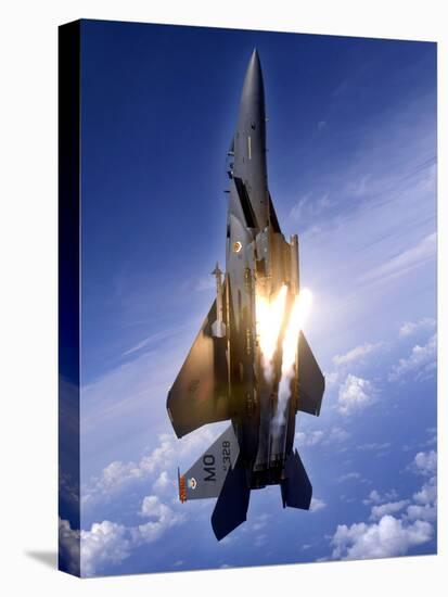 An F-15E Strike Eagle Pops Flares-Stocktrek Images-Stretched Canvas