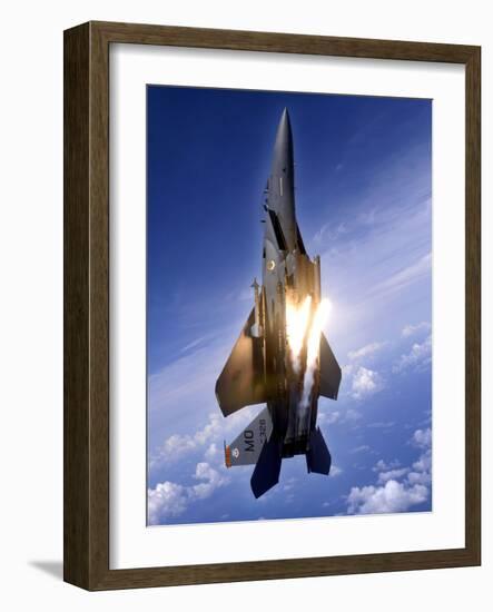 An F-15E Strike Eagle Pops Flares-Stocktrek Images-Framed Photographic Print