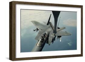 An F-15E Strike Eagle Receives Fuel from a Kc-135R Stratotanker-null-Framed Photographic Print