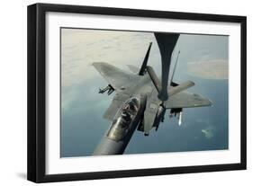 An F-15E Strike Eagle Receives Fuel from a Kc-135R Stratotanker-null-Framed Photographic Print