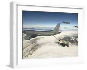 An F-16 Fighting Falcon Receives Fuel from a KC-135 Stratotanker-Stocktrek Images-Framed Photographic Print
