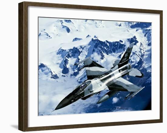 An F-16C Falcon from the 18th Aggressor Squadron Flies Over An Alaskan Mountain Range-Stocktrek Images-Framed Photographic Print