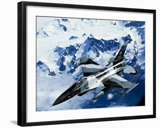 An F-16C Falcon from the 18th Aggressor Squadron Flies Over An Alaskan Mountain Range-Stocktrek Images-Framed Photographic Print