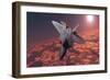 An F-22 Fighter Jet Flies at an Altitude Above the Cloud Layer on its Mission-null-Framed Premium Giclee Print