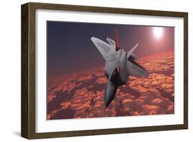 An F-22 Fighter Jet Flies at an Altitude Above the Cloud Layer on its Mission-null-Framed Premium Giclee Print