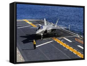 An F-35B Lightning II Makes a Vertical Landing On the Flight Deck of USS Wasp-Stocktrek Images-Framed Stretched Canvas