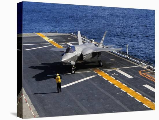 An F-35B Lightning II Makes a Vertical Landing On the Flight Deck of USS Wasp-Stocktrek Images-Stretched Canvas