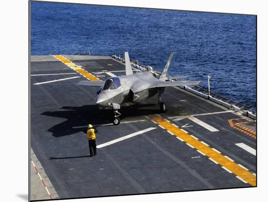 An F-35B Lightning II Makes a Vertical Landing On the Flight Deck of USS Wasp-Stocktrek Images-Mounted Photographic Print