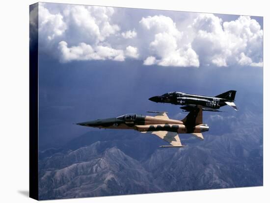 An F-5 Tiger II And F-4 Phantom II During a Tactics Development Flight-Stocktrek Images-Stretched Canvas