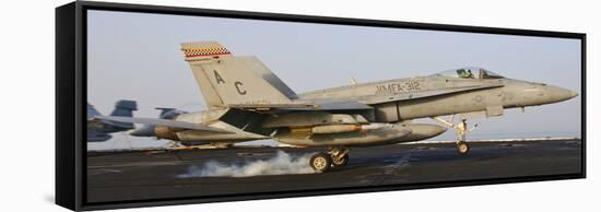 An F/A-18 Hornet Lands Aboard USS Harry S. Truman-Stocktrek Images-Framed Stretched Canvas