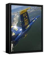 An F/A-18 Hornet of the Blue Angels Over Pensacola Beach, Florida-Stocktrek Images-Framed Stretched Canvas