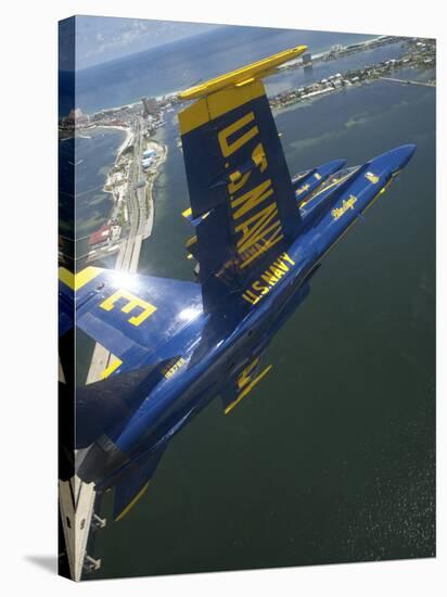 An F/A-18 Hornet of the Blue Angels Over Pensacola Beach, Florida-Stocktrek Images-Stretched Canvas