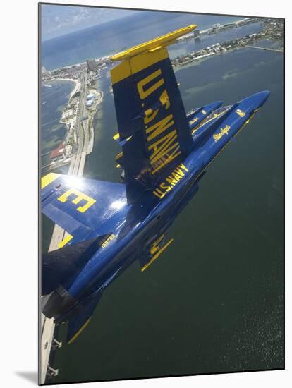 An F/A-18 Hornet of the Blue Angels Over Pensacola Beach, Florida-Stocktrek Images-Mounted Premium Photographic Print