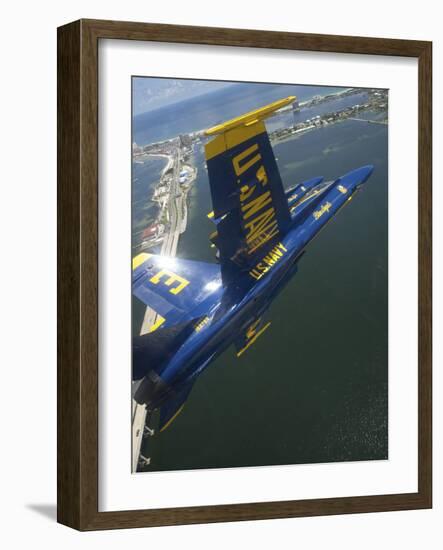 An F/A-18 Hornet of the Blue Angels Over Pensacola Beach, Florida-Stocktrek Images-Framed Photographic Print