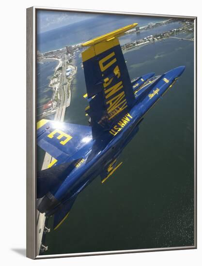 An F/A-18 Hornet of the Blue Angels Over Pensacola Beach, Florida-Stocktrek Images-Framed Photographic Print