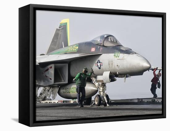 An F/A-18 Super Hornet Is Ready to Launch from a Catapult Aboard USS Harry S. Truman-Stocktrek Images-Framed Stretched Canvas