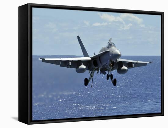 An F/A-18C Hornet Approaches the Flight Deck of the Aircraft Carrier USS Ronald Reagan-Stocktrek Images-Framed Stretched Canvas