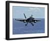 An F/A-18C Hornet Approaches the Flight Deck of the Aircraft Carrier USS Ronald Reagan-Stocktrek Images-Framed Premium Photographic Print