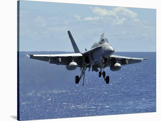 An F/A-18C Hornet Approaches the Flight Deck of the Aircraft Carrier USS Ronald Reagan-Stocktrek Images-Stretched Canvas