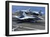 An F-A-18C Hornet Lands on the Flight Deck of USS George H.W. Bush-null-Framed Photographic Print