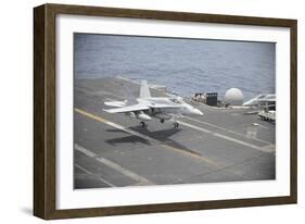 An F-A-18C Hornet Lands on the Flight Deck of USS Nimitz-null-Framed Photographic Print