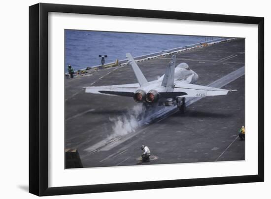 An F-A-18C Hornet Launches from the Aircraft Carrier USS Nimitz-null-Framed Photographic Print
