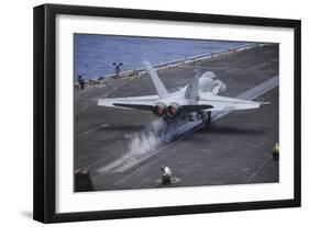 An F-A-18C Hornet Launches from the Aircraft Carrier USS Nimitz-null-Framed Photographic Print