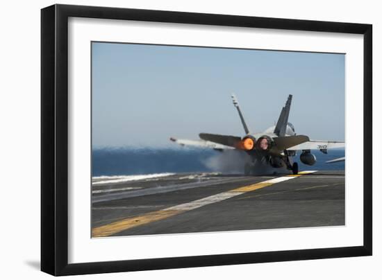 An F-A-18C Hornet Launches from the Flight Deck of USS Carl Vinson-null-Framed Photographic Print