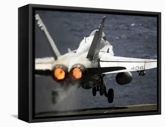 An F/A-18C Hornet Launches from USS Abraham Lincoln-Stocktrek Images-Framed Stretched Canvas