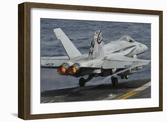 An F-A-18C Hornet Launches Off the Flight Deck of USS Nimitz-null-Framed Photographic Print