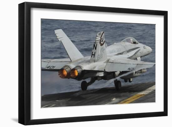 An F-A-18C Hornet Launches Off the Flight Deck of USS Nimitz-null-Framed Photographic Print