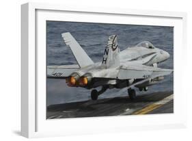 An F-A-18C Hornet Launches Off the Flight Deck of USS Nimitz-null-Framed Photographic Print