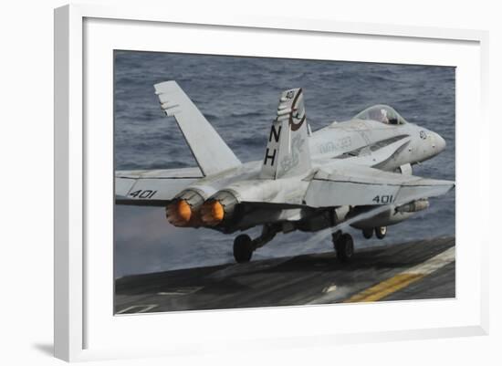 An F-A-18C Hornet Launches Off the Flight Deck of USS Nimitz-null-Framed Photographic Print