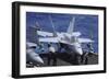 An F-A-18C Hornet Sits Ready for Take Off from the Flight Deck of USS Nimitz-null-Framed Photographic Print