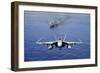 An F-A-18E Super Hornet Flying Above USS John C. Stennis-null-Framed Premium Photographic Print