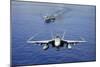 An F-A-18E Super Hornet Flying Above USS John C. Stennis-null-Mounted Premium Photographic Print