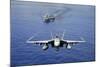 An F-A-18E Super Hornet Flying Above USS John C. Stennis-null-Mounted Photographic Print