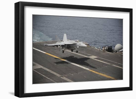 An F-A-18E Super Hornet Lands Aboard the Aircraft Carrier USS Nimitz-null-Framed Premium Photographic Print