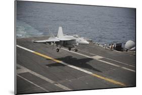 An F-A-18E Super Hornet Lands Aboard the Aircraft Carrier USS Nimitz-null-Mounted Photographic Print