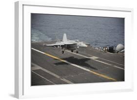 An F-A-18E Super Hornet Lands Aboard the Aircraft Carrier USS Nimitz-null-Framed Photographic Print