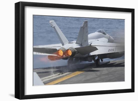 An F-A-18E Super Hornet Launches from USS Nimitz-null-Framed Photographic Print