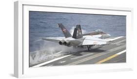 An F-A-18E Super Hornet Launches from USS Nimitz-null-Framed Photographic Print