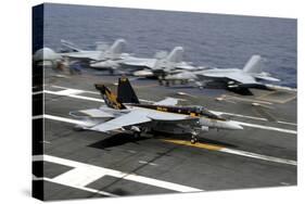 An F-A-18E Super Hornet Makes an Arrested Landing-null-Stretched Canvas