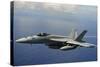 An F-A-18E Super Hornet over the Pacific Ocean-null-Stretched Canvas